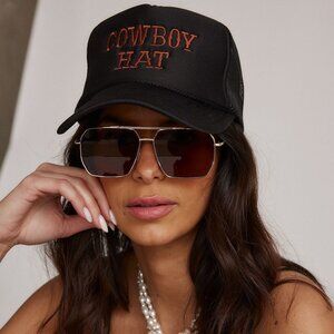 12th Tribe Cowboy Hat Embroidered Black Trucker Hat Size O/SO/S
